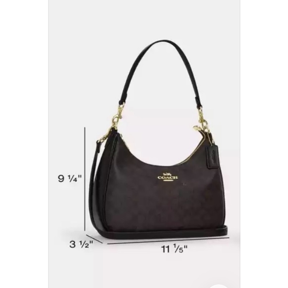 Coach Teri Hobo Bag - Black Pebbled Leather with Gold Embellishments - NWT - Picture 9 of 10